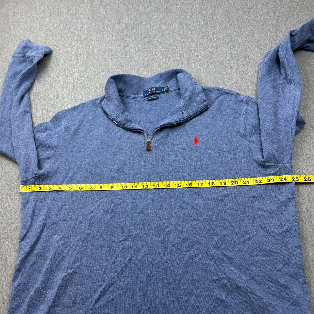 Polo Ralph Lauren Estate Rib 1/4 Zip‎ Sweater Mens Large Blue Long Sleeve